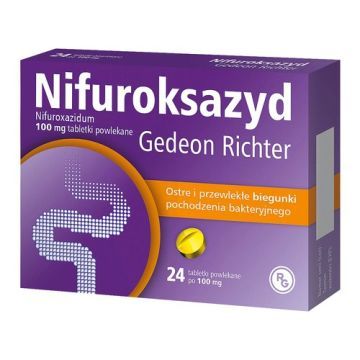 Nifuroksazyd Gedeon Richter, 100 mg, tabl.powl., 24 szt