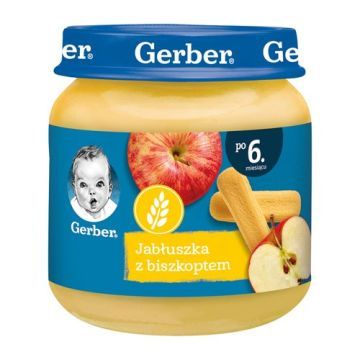 Gerber, jabłuszka z biszkoptem, 6 m+, 125 g