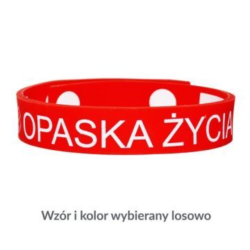 Opaska życia, silikonowa z regulacją zapięcia i miejscem na wpis, 1 szt.