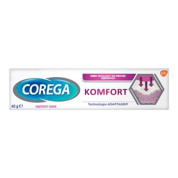 Corega Komfort, krem mocujący do protez zębowych, smak miętowy, 40 g