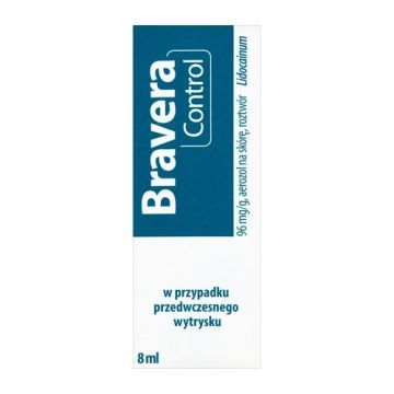 Bravera Control, 96 mg/g, aerozol na skórę opóźniający wytrysk, 8 ml
