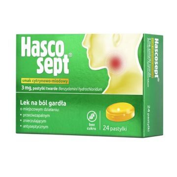 Hascosept smak cytrynowo-miodowy, 3 mg, pastylki twarde, 24 szt.
