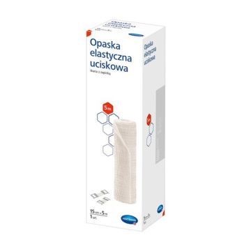 Opaska elastyczna uciskowa, tkana z zapinką, 15 cm x 5 m, 1 szt.