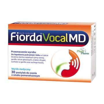 Fiorda Vocal MD, pastylki do ssania o smaku pomarańczowym, 30 szt.