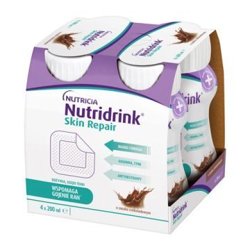 Nutridrink Skin Repair, smak czekoladowy, płyn, 4 x 200 ml