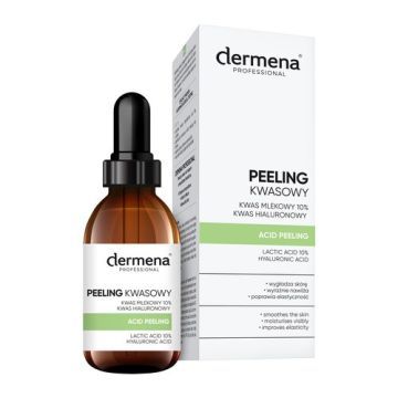Dermena Professional, peeling kwasowy z kwasem mlekowy 10% i kwasem hialuronowy, 20 ml