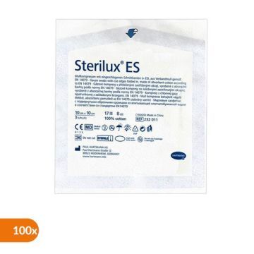 Sterilux ES, kompresy niejałowe, 17-nitkowe, 8 warstwowe, 10 cm x 10 cm,  100 szt.