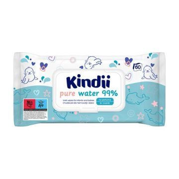 Kindii Pure Water 99%, nawilżane chusteczki, 60 szt.