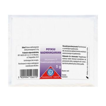 Kalium hypermanganicum (Nadmanganian potasu), proszek do sporządzania roztworu, 5 g (Hasco)