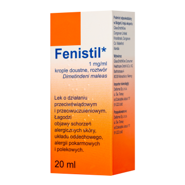 Fenistil, 1 mg/ml, krople doustne,(i.row),Delf,Bulg, 20 ml
