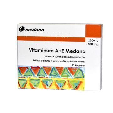 Vitaminum A+E Medana, 2500 j.m.A + 200 mg E, kapsułki,  20 szt.