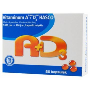 Vitaminum A+D3 Hasco, 2000 j.m. + 400 j.m., kapsułki miękkie, 50 szt.