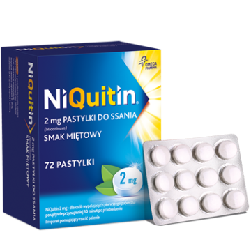 Niquitin, 2 mg, pastylki do ssania, smak miętowy, 72 szt.