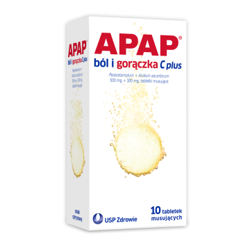 APAP ból i gorączka C plus, 500 mg+300 mg, tabletki musujące, 10 szt.