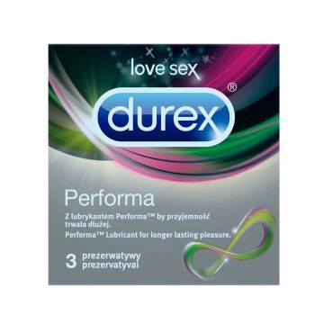 Durex Performa, prezerwatywy ze środkiem nawilżającym, 3 szt.