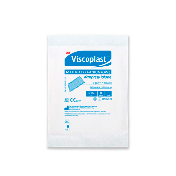 Viscoplast, jałowe kompresy gazowe z gazy bawełnianej, 17-nitkowe, 8 warstw, 5 cm x 5 cm, 3 szt.