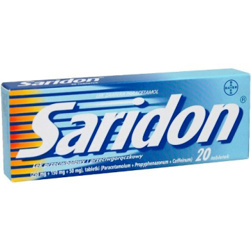 Saridon, 250 mg+150 mg+50 mg, tabletki, 20 szt.