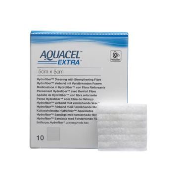 Aquacel Extra, opatrunek hydrowłóknisty, 5 cm x 5 cm, 1 szt. (z opakowania 10 szt.)