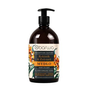 Barwa, Mydło w płynie nawilżające Rokitnik + Żeń-szeń Receptury Natury, 480 ml