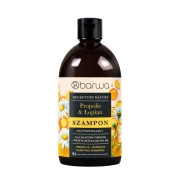 Barwa, Szampon Oczyszczający Propolis + Łopian Receptury Natury, 380 ml