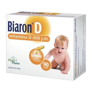 Bioaron D, 400 j.m., witamina D, krople wyciskane z kapsułki, 90 szt.