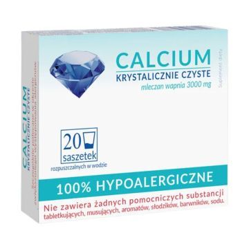 Calcium Krystalicznie Czyste, proszek, 100% hipoalergiczne, proszek w saszetkach, 20 szt.