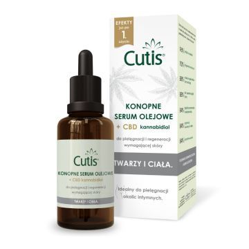 Cutis Konopne serum olejowe + CBD kannabidiol do  wymagającej skóry twarzy i ciała