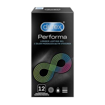 Durex Performa, prezerwatywy ze środkiem nawilżającym, 12 szt.