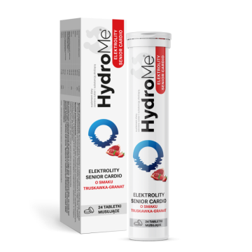  HydroMe Elektrolity Senior Cardio o smaku truskawka-granat, 24 tabletki musujące