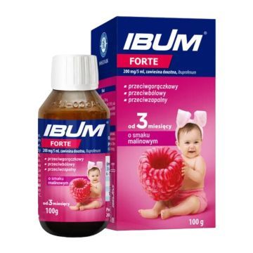 Ibum forte, 200 mg/5 ml, zawiesina doustna o smaku malinowym, 100 g
