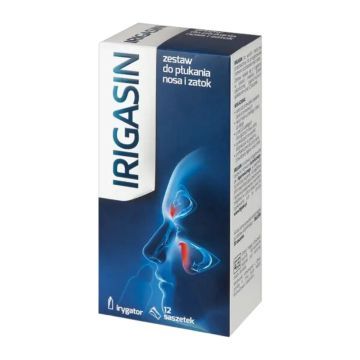 Irigasin, zestaw do płukania nosa i zatok, 12 saszetek + irygator 