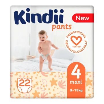 Kindii Pants, piel-m, 4 (9-15 kg), maxi, 22 szt