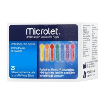 Microlet, lancety, (Ascensia), kolorowe,  25szt