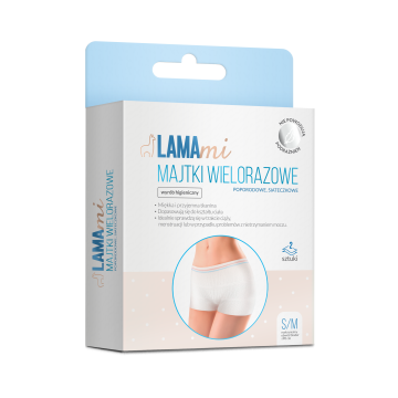 LAMAmi majtki wielorazowe, poporodowe, siateczkowe S/M, 2 sztuki
