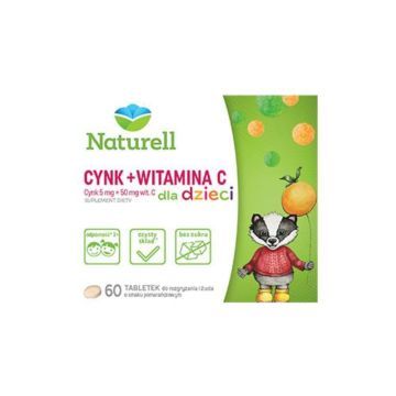 Naturell Cynk+Witamina C d/dzieci, tabl.do rozgr,zucia,60szt
