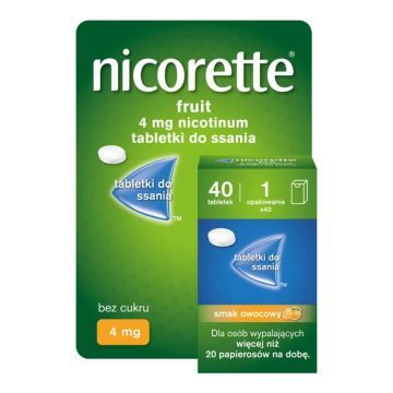 Nicorette Fruit, 4 mg, tabl.do ssania, 40 szt