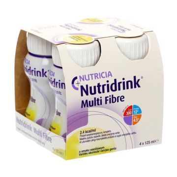 Nutridrink Multi Fibre, smak waniliowy, płyn, 4 x 125 ml