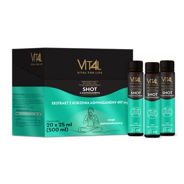 Vit4l Vital for life Shot z ashwagandhą, płyn, 20 x 25ml
