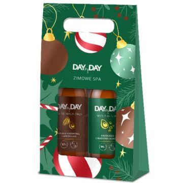 DAYbyDAY Zestaw Mydło w płynie Awokado i Nasiona konopii, Żel do mycia ciała Masło kakaowe i Awokado, 2 x 400 ml