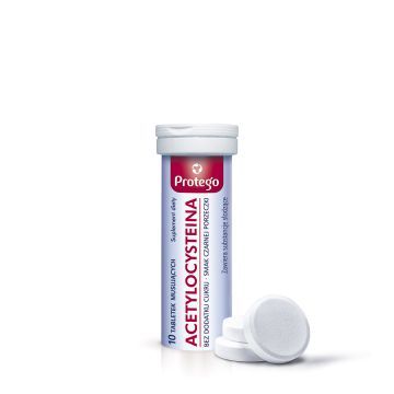 Protego Acetylocysteina, tabletki musujące o smaku czarnej porzeczki, 10 szt.