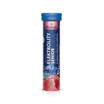 Protego Elektrolity Senior, tabletki musujące o smaku owoców leśnych, 20 szt.