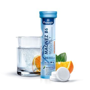 Protego Magnez B6 Musujący, tabletki musujące o smaku pomarańczowym, 20 szt.