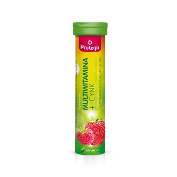 Protego Multiwitamina + Cynk, tabletki o smaku malinowo-truskawkowym, 20 szt.