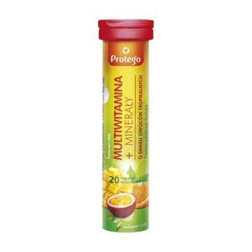 Protego Multiwitamina + Mineraly, tabletki musujące o smaku owoców tropikalnych, 20 szt.