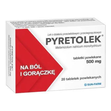 Pyretolek, 500 mg, tabl.powl., 20 szt