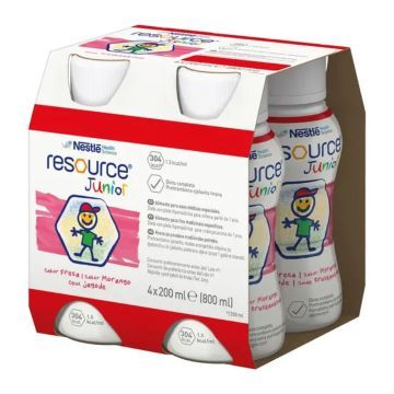 Resource Junior, płyn o smaku truskawkowym, 4 x 200 ml