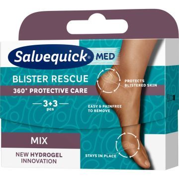 Salvequick Med Blister Resuce Mix 6, plastry na pęcherze, 6 szt.