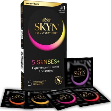 Skyn 5 Senses+, prezer.,nielateks., 5 szt