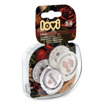 Lovi I Love, smoczek uspokajający, dynamiczny, 3-6 miesięcy, 2 szt.