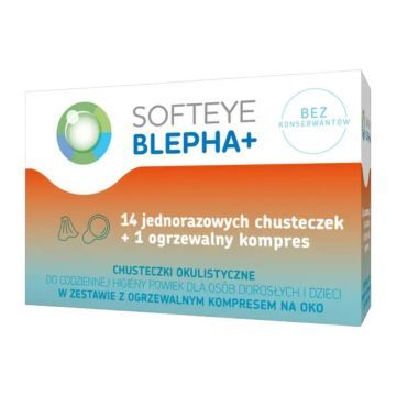 Softeye Blepha+, chust.okulistyczne, 14 szt+kompres